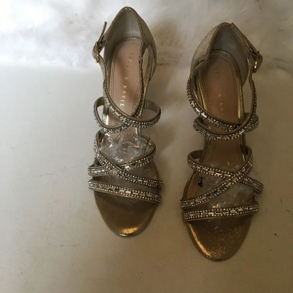 Gold satin Kelli &Kate Reekie strappy sandals